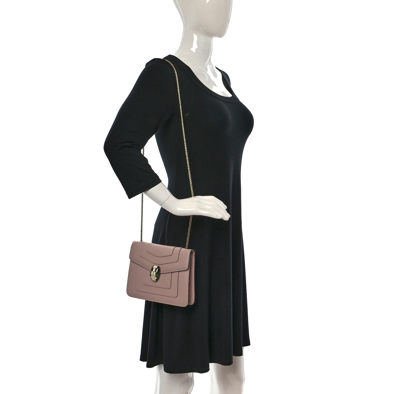 Bulgari Calfskin Small Serpenti Forever Snake Strap Crossbody Bag Light Pink 2 of 13