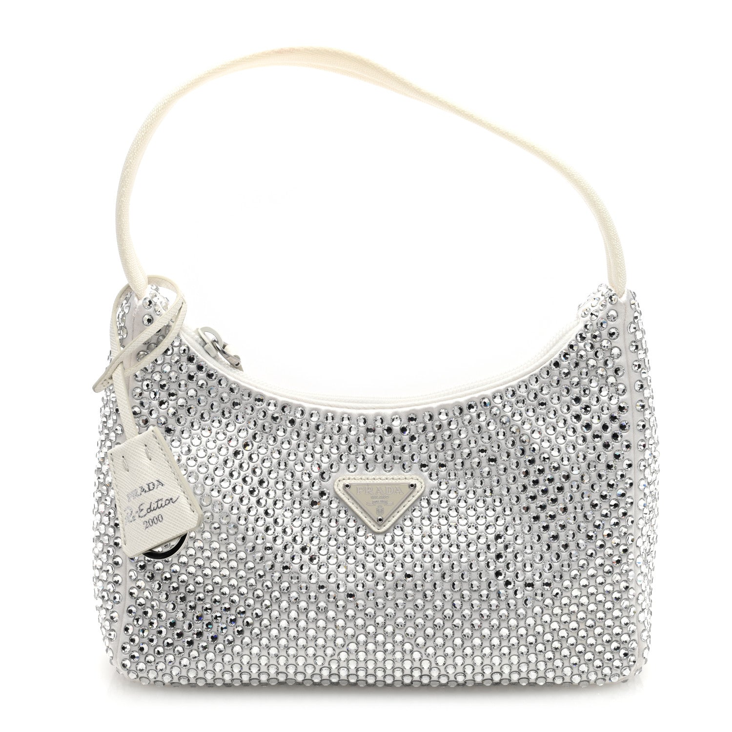 Prada Satin Crystal Mini Re-Edition 2000 Bag White 1 of 9