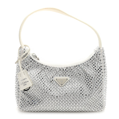 Prada Satin Crystal Mini Re-Edition 2000 Bag White 1 of 9