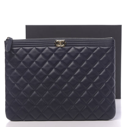 Chanel Lambskin Quilted Medium Boy Cosmetic Case Navy 9 of 9