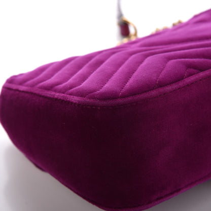 Gucci Velvet Matelasse Small GG Marmont Shoulder Bag Fuchsia Violet Cyclamen 12 of 12