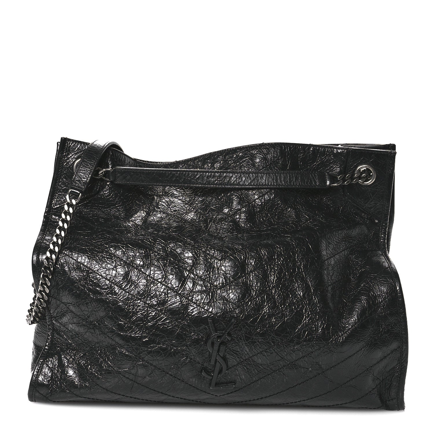 Saint Laurent Crinkled Calfskin Matelasse Monogram Large Niki Shopper Tote Black 1 of 10