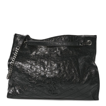 Saint Laurent Crinkled Calfskin Matelasse Monogram Large Niki Shopper Tote Black 1 of 10