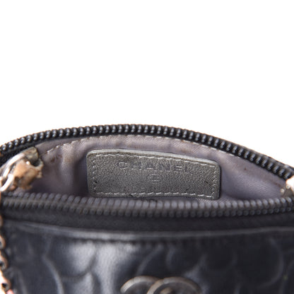 Chanel Goatskin Camellia Embossed Key Holder Case Black 8 of 11