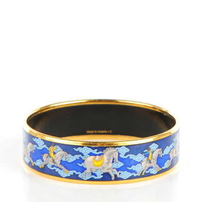 Hermes Enamel Printed Horse Riding Motif Wide Bracelet 65 3 of 5