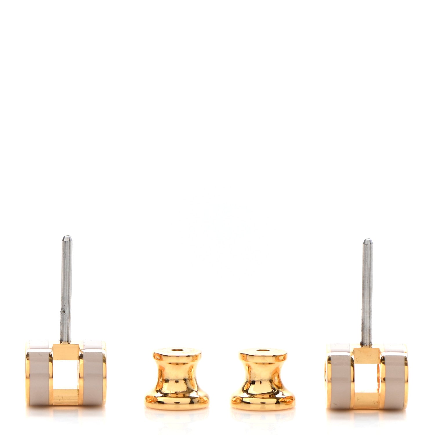 Hermes Gold Lacquered Mini Pop H Earrings Marron Glace 3 of 7