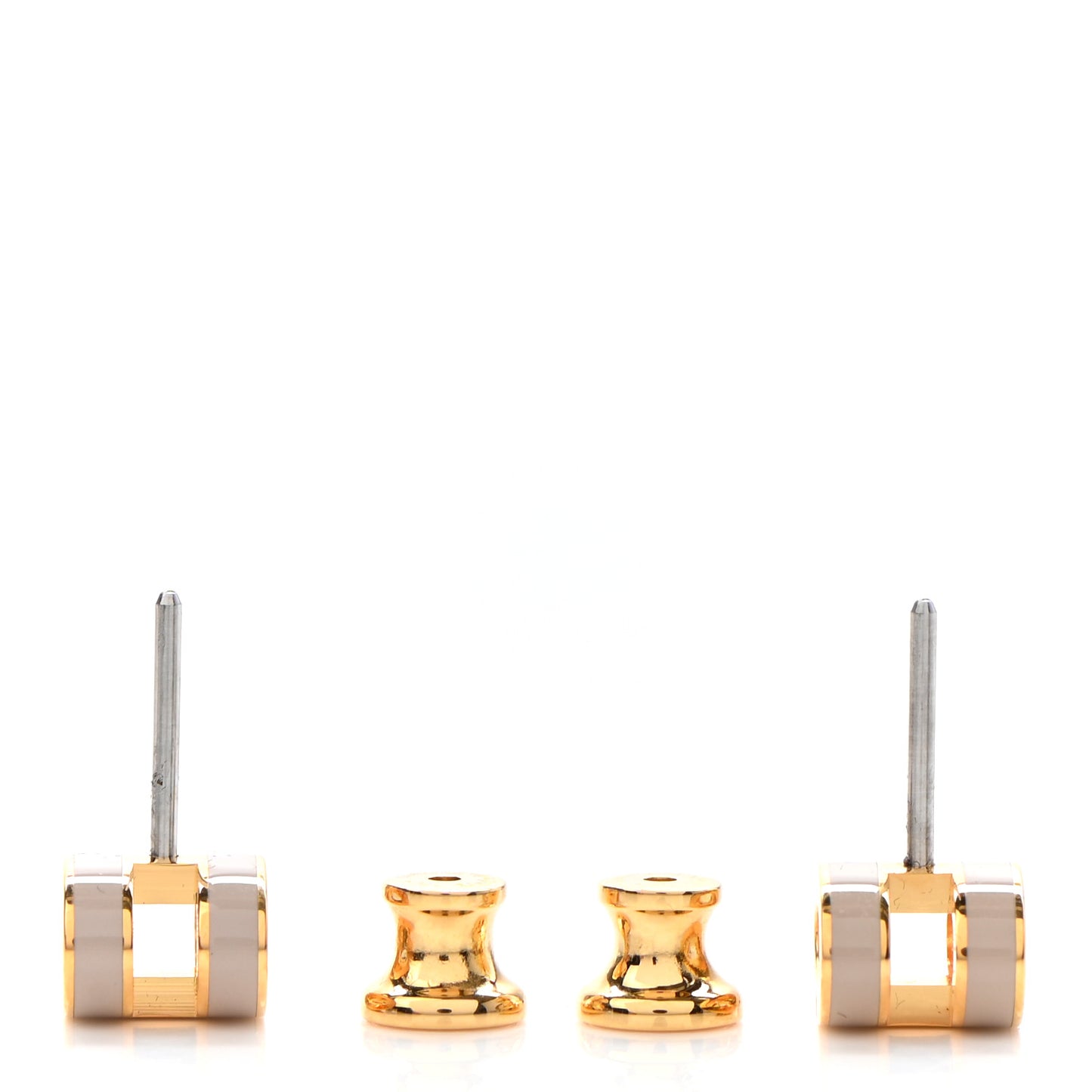 Gold Lacquered Mini Pop H Earrings Marron Glace