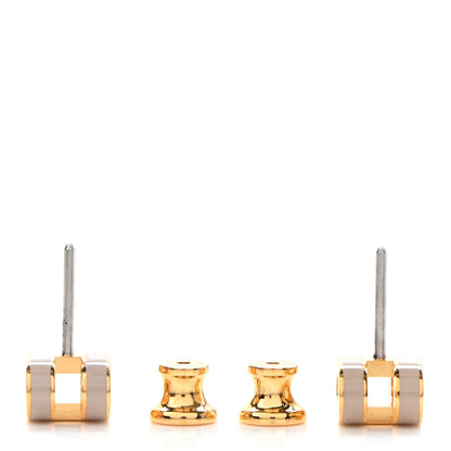 Hermes Gold Lacquered Mini Pop H Earrings Marron Glace 3 of 7