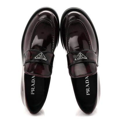 Prada Spazzolato Metal Triangle Logo 50mm Loafers 39 Cordovan 2 of 10