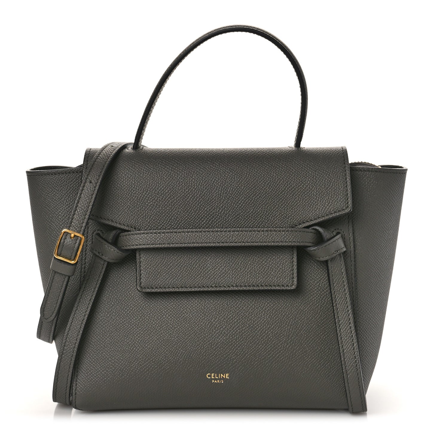 Grained Calfskin Nano Belt Bag Grey