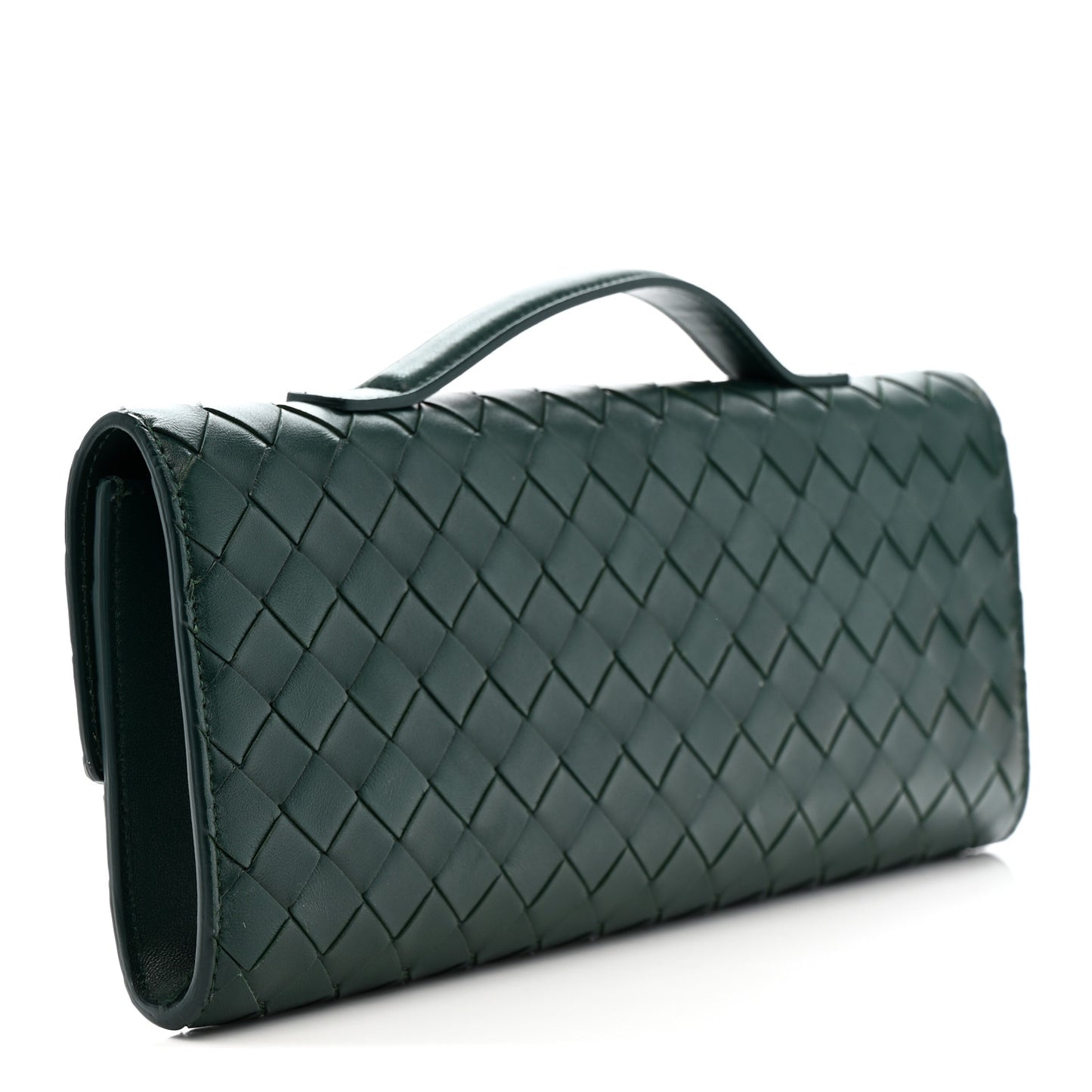 Nappa Intrecciato Long Andiamo Top Handle Clutch Emerald Green