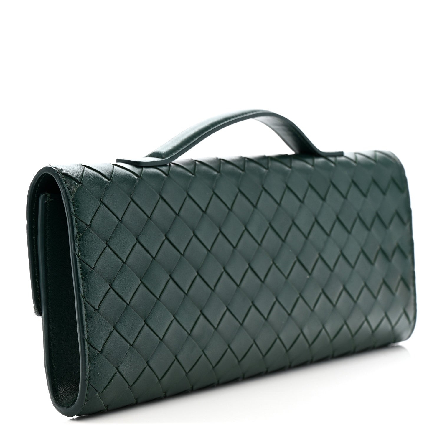 Bottega Veneta Nappa Intrecciato Long Andiamo Top Handle Clutch Emerald Green 3 of 10
