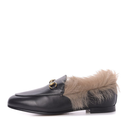 Gucci Malaga Kid Fur Womens Jordaan Loafers 36.5 Black Natural 1 of 11