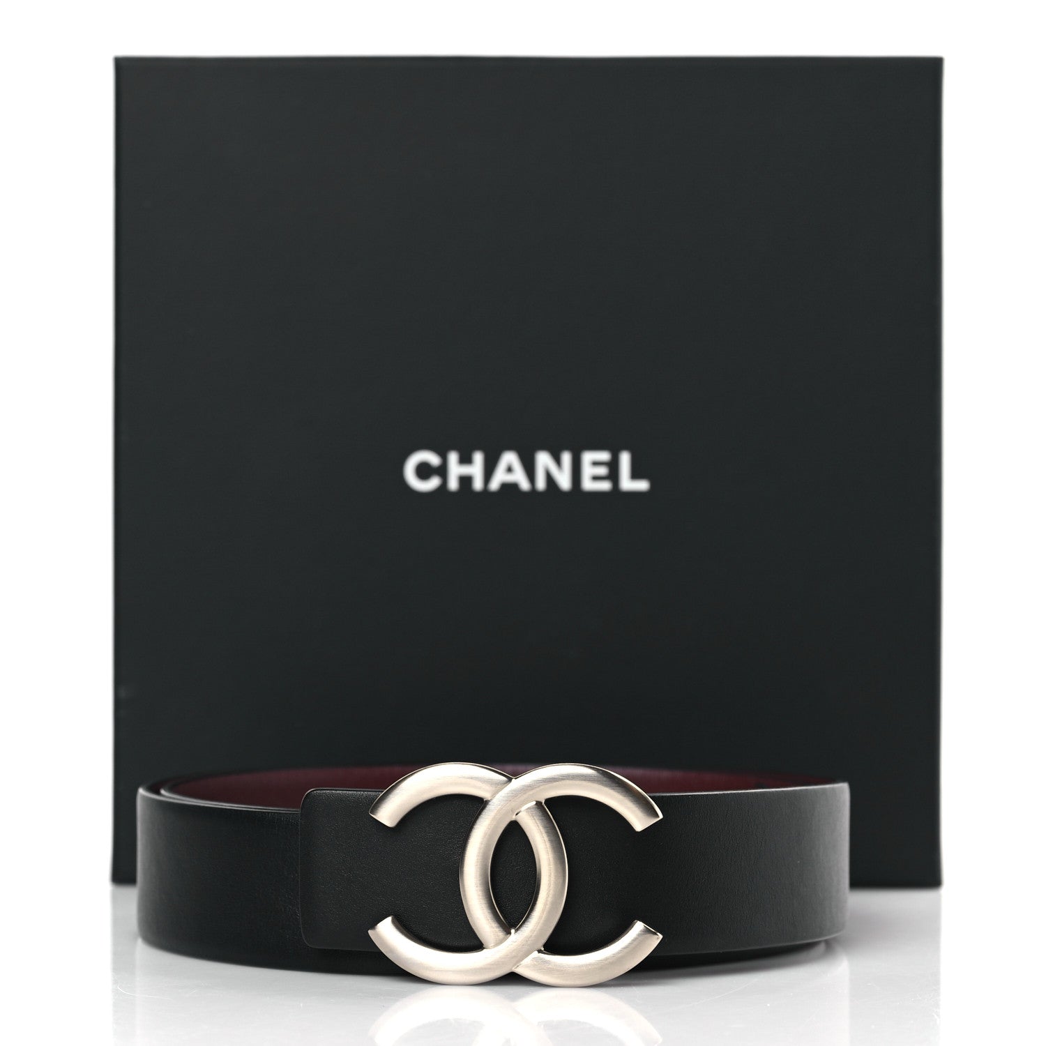 Chanel Calfskin CC Reversible Belt 85 34 Black Burgundy 6 of 6