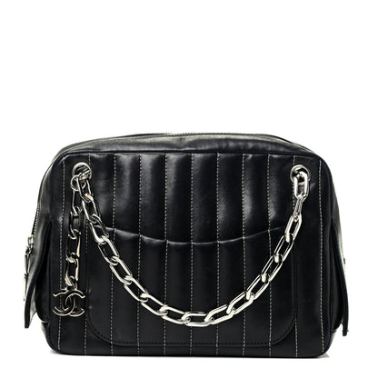 Chanel Lambskin Vertical Quilted Mademoiselle Small Camera Case Black 1 of 4