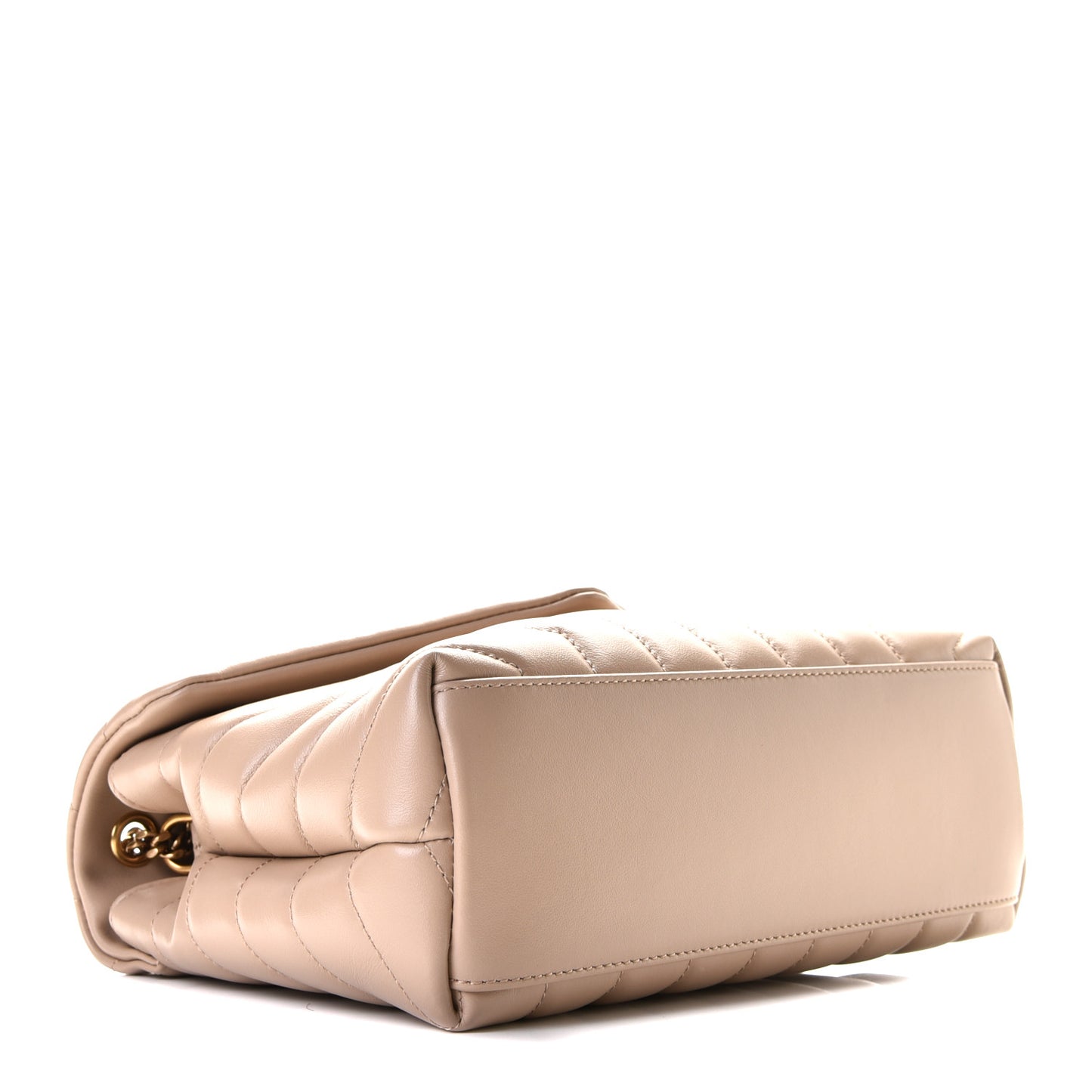 Calfskin Y Quilted Monogram Small Loulou Chain Satchel Dark Beige