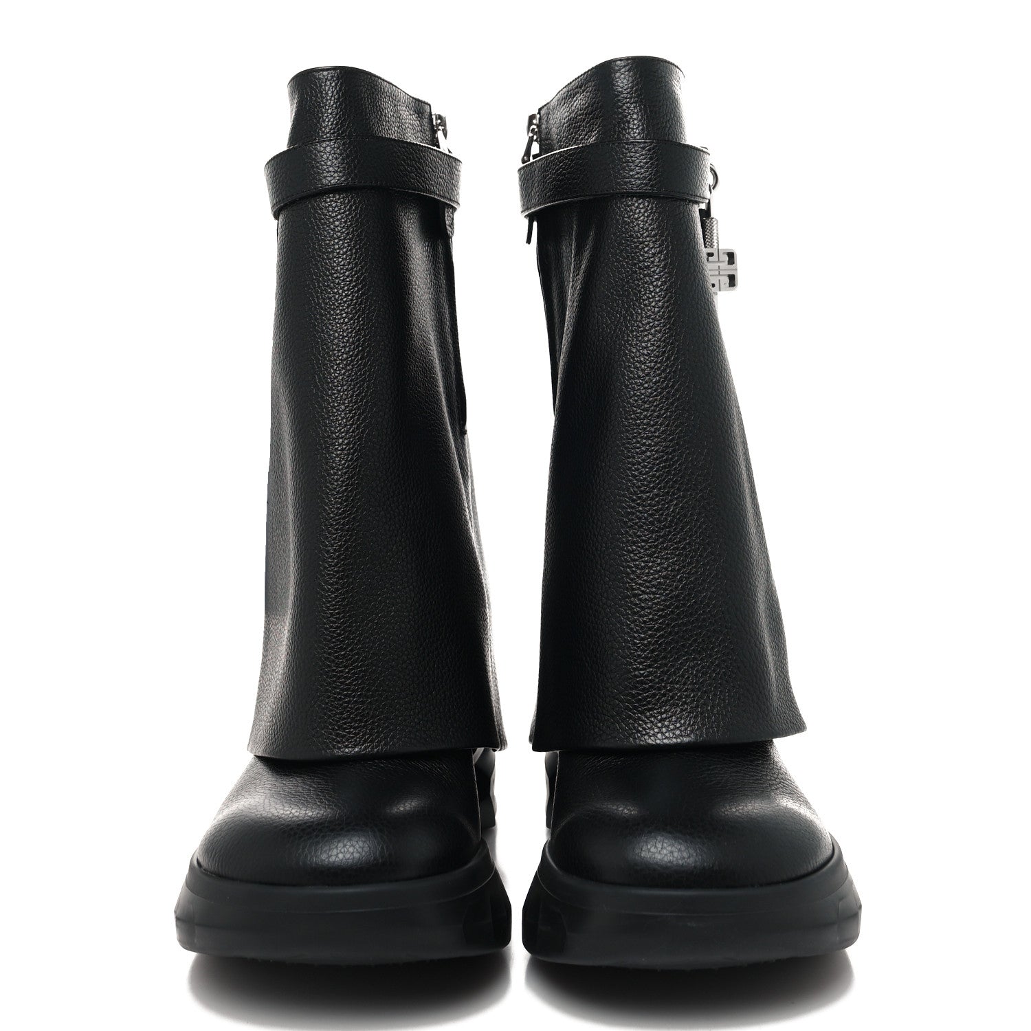 Givenchy Grained Calfskin Shark Lock Biker Ankle Boots 39 Black 2 of 8