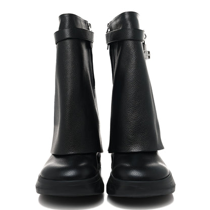 Givenchy Grained Calfskin Shark Lock Biker Ankle Boots 39 Black 2 of 8