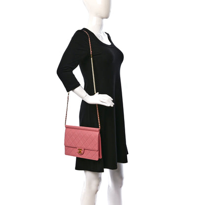 Chanel Lambskin Quilted Large Pearl Chain Flap Bag Pink 2 of 9