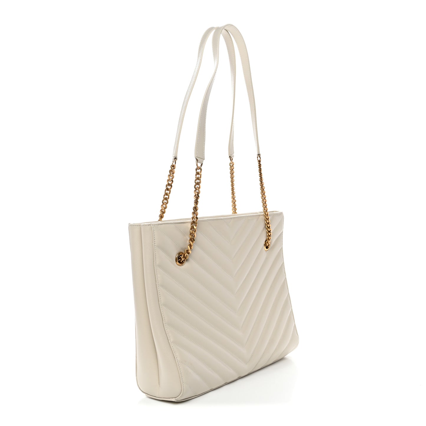 Grain de Poudre Matelasse Chevron Medium Tribeca Shopping Bag Crema Soft
