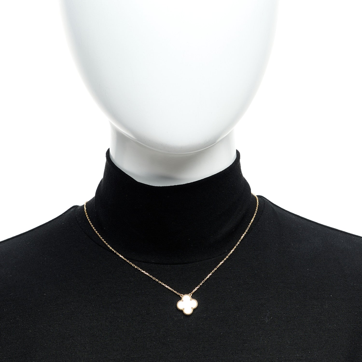 Van Cleef & Arpels 18K Yellow Gold Mother of Pearl Vintage Alhambra Pendant Necklace 2 of 6