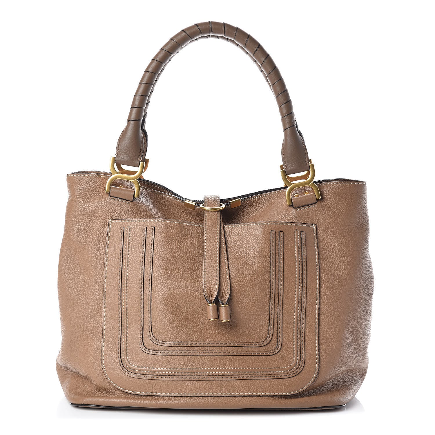 Chloe Calfskin Large New Marcie Tote Nut 1 of 8