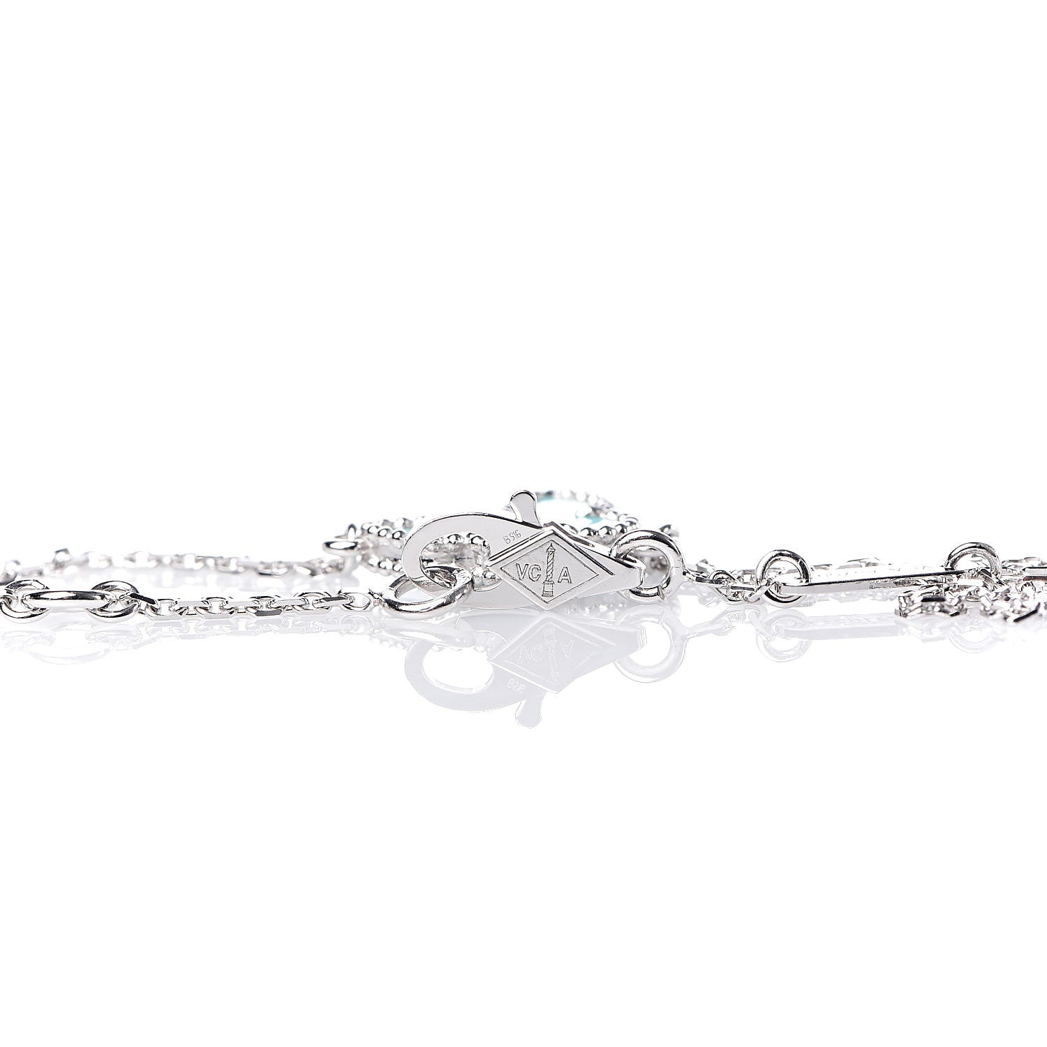 Van Cleef & Arpels 18K White Gold Turquoise Sweet Alhambra Butterfly Bracelet 4 of 7