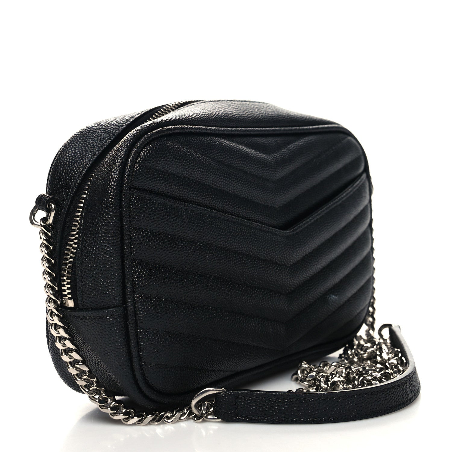 Saint Laurent Grain De Poudre Matelasse Monogram Mini Lou Camera Bag Black 3 of 12