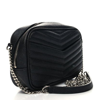 Saint Laurent Grain De Poudre Matelasse Monogram Mini Lou Camera Bag Black 3 of 12