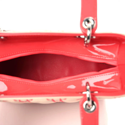 Christian Dior Lambskin Patent Stitched Cannage Medium Lady Dior Beige Coral 10 of 11