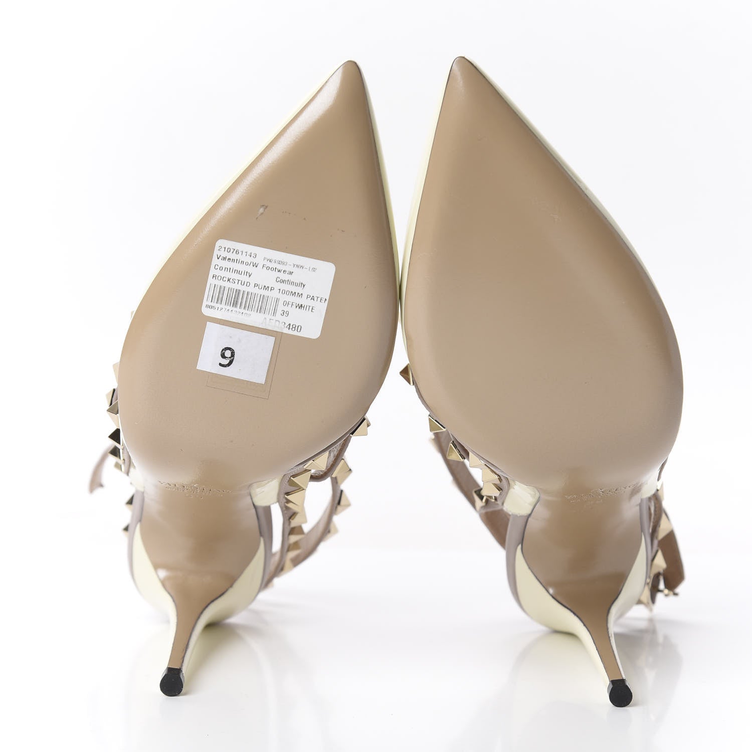 Valentino Garavani Patent Rockstud Ankle Strap Pumps 39 Ivory Poudre 5 of 9