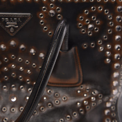 Prada Vitello Vintage Studded Twin Pocket Tote Ebano 16 of 22
