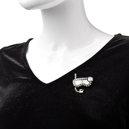 Chanel Resin Pearl Snorkeling CC Brooch Black White Gold 2 of 4