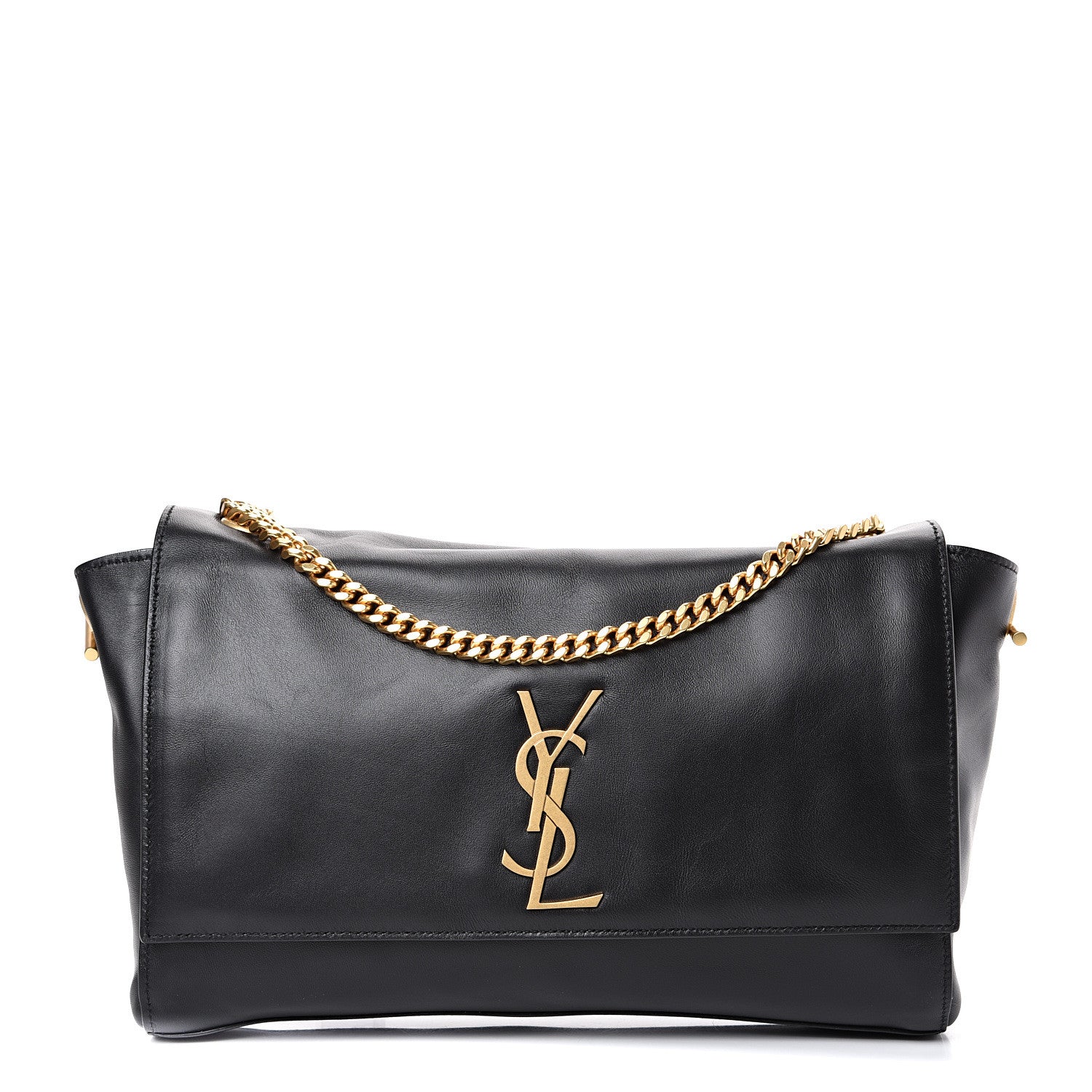 Saint Laurent Smooth Calfskin Leopard Print Medium Reversible Monogram Kate Satchel Black 2 of 15