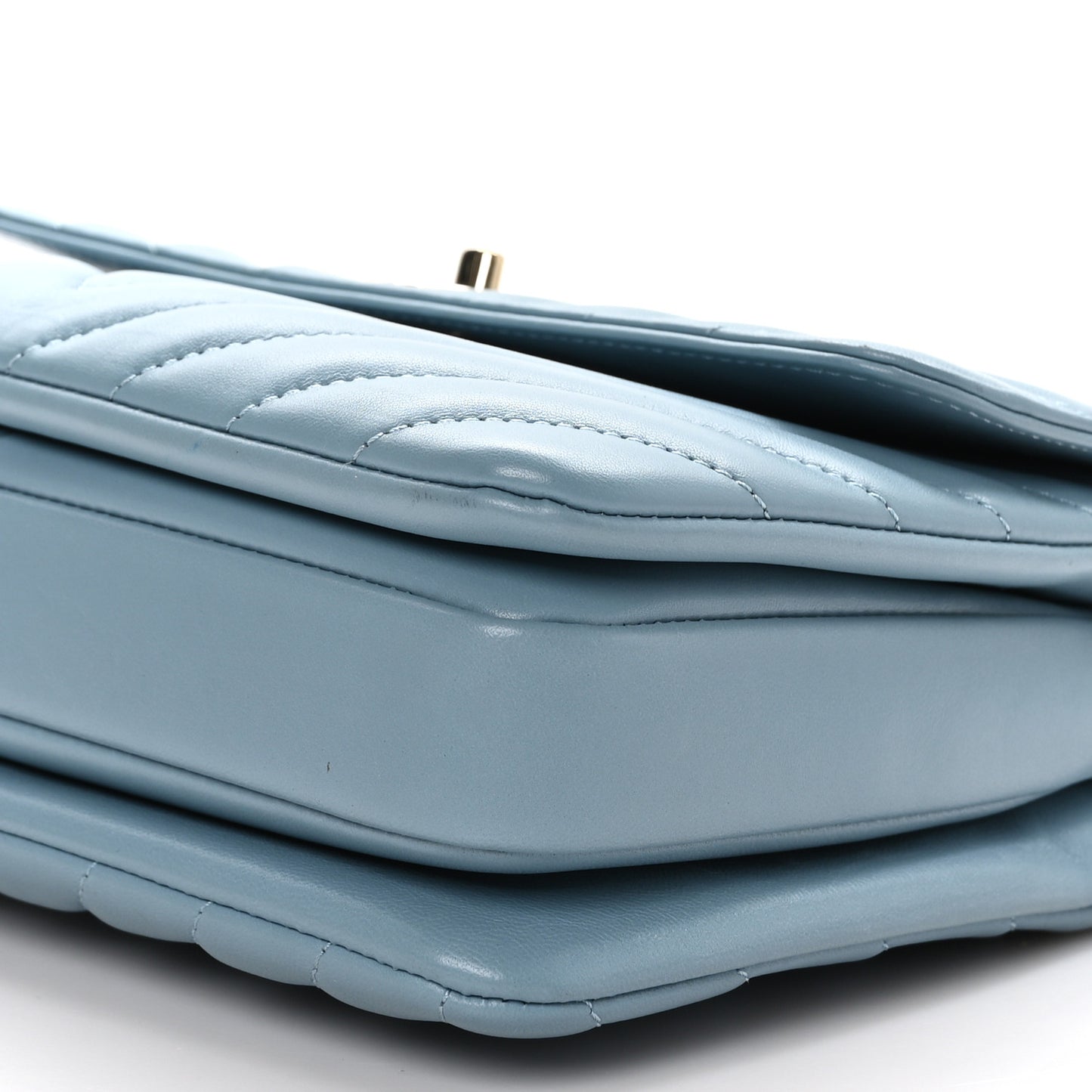 Lambskin Chevron Quilted Small Trendy CC Flap Dual Handle Bag Light Blue