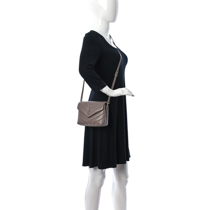 Saint Laurent Calfskin Y Quilted Monogram Toy Loulou Satchel Dusty Grey 2 of 10