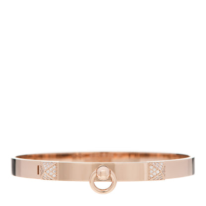 Hermes 18K Rose Gold Diamond PM Collier De Chien Bracelet ST 1 of 5