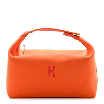 Hermes Canvas Large Bride-A-Brac Pouch Orange Feu Burgundy 1 of 12