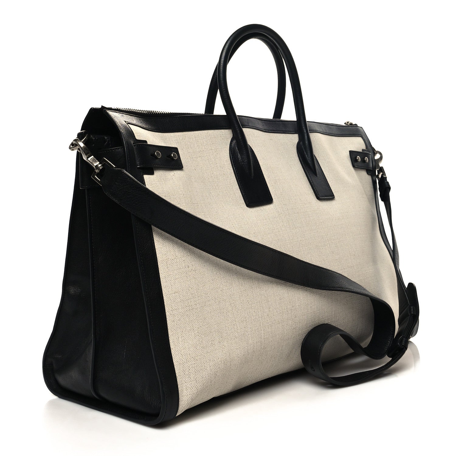 Saint Laurent Linen Calfskin Souple Sac De Jour 48H Duffle Tuscany Deep 3 of 11