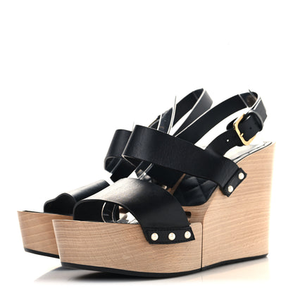 Chanel Wood Calfskin CC Hinge Wedge 41 Black 4 of 9