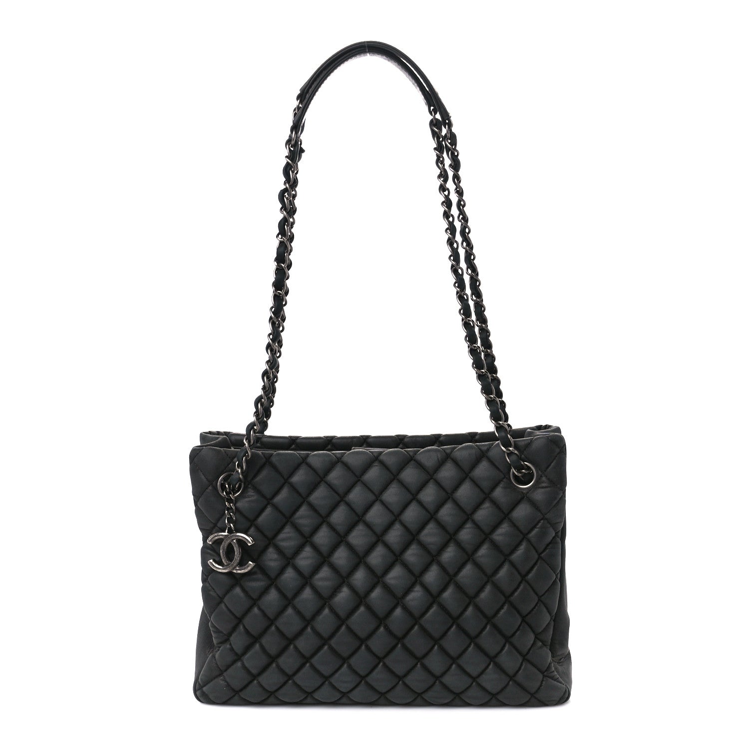 Chanel Iridescent Calfskin Small New Bubble Quilt Tote Dark Grey 1 of 10