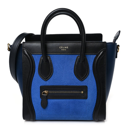 Celine Smooth Calfskin Nubuck Nano Tri-Color Luggage Bright Blue 1 of 8