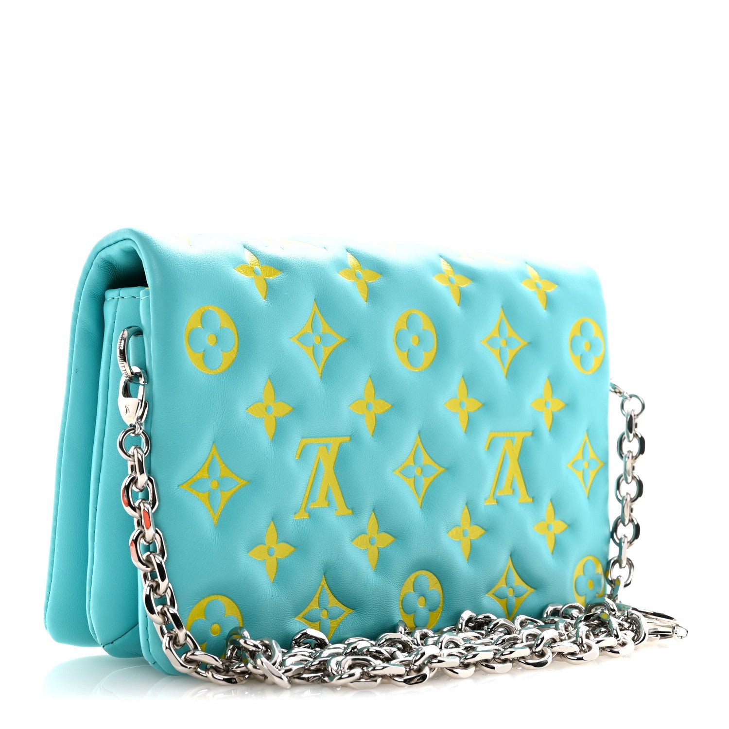 Louis Vuitton Lambskin Embossed Monogram Vuittamins Pochette Coussin Menthe Jaune 3 of 11