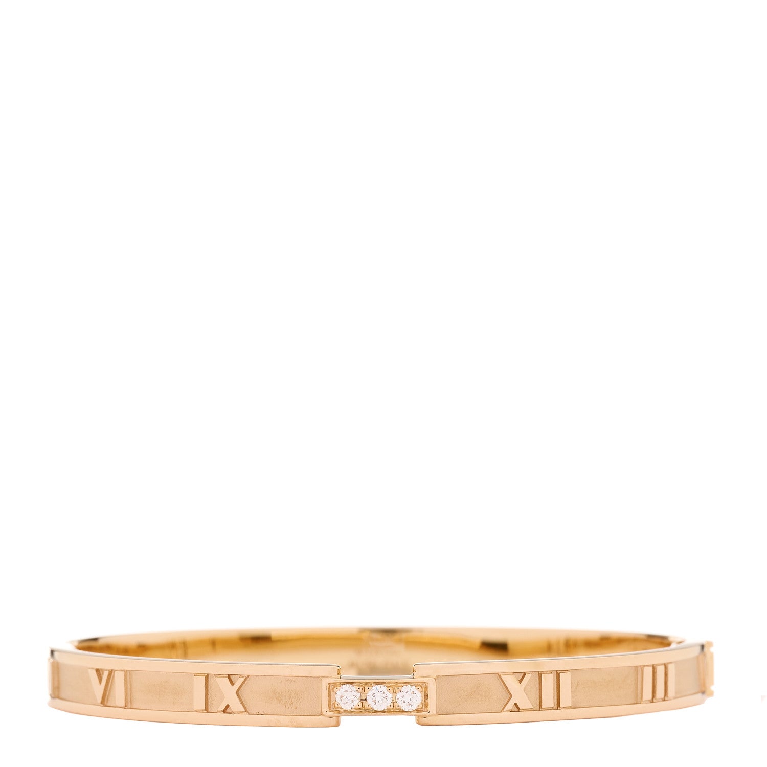 Tiffany 18K Rose Gold Diamond Atlas Closed Hinged Bangle Bracelet 1 of 4