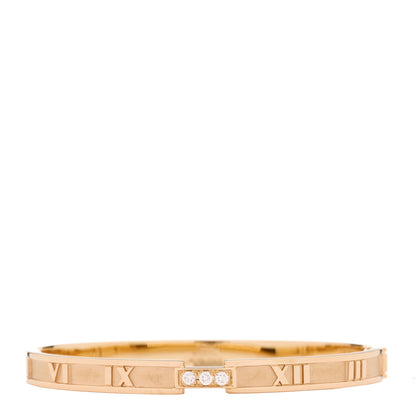 Tiffany 18K Rose Gold Diamond Atlas Closed Hinged Bangle Bracelet 1 of 4