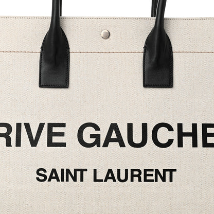 Saint Laurent Linen Calfskin Rive Gauche Tote Optic White 8 of 10