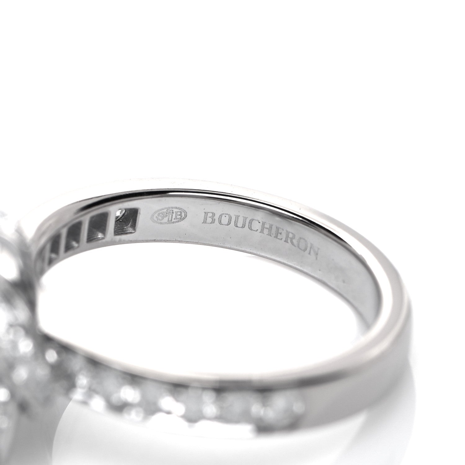 Boucheron 18K White Gold Diamond Pivoine Ring 50 5.25 5 of 8