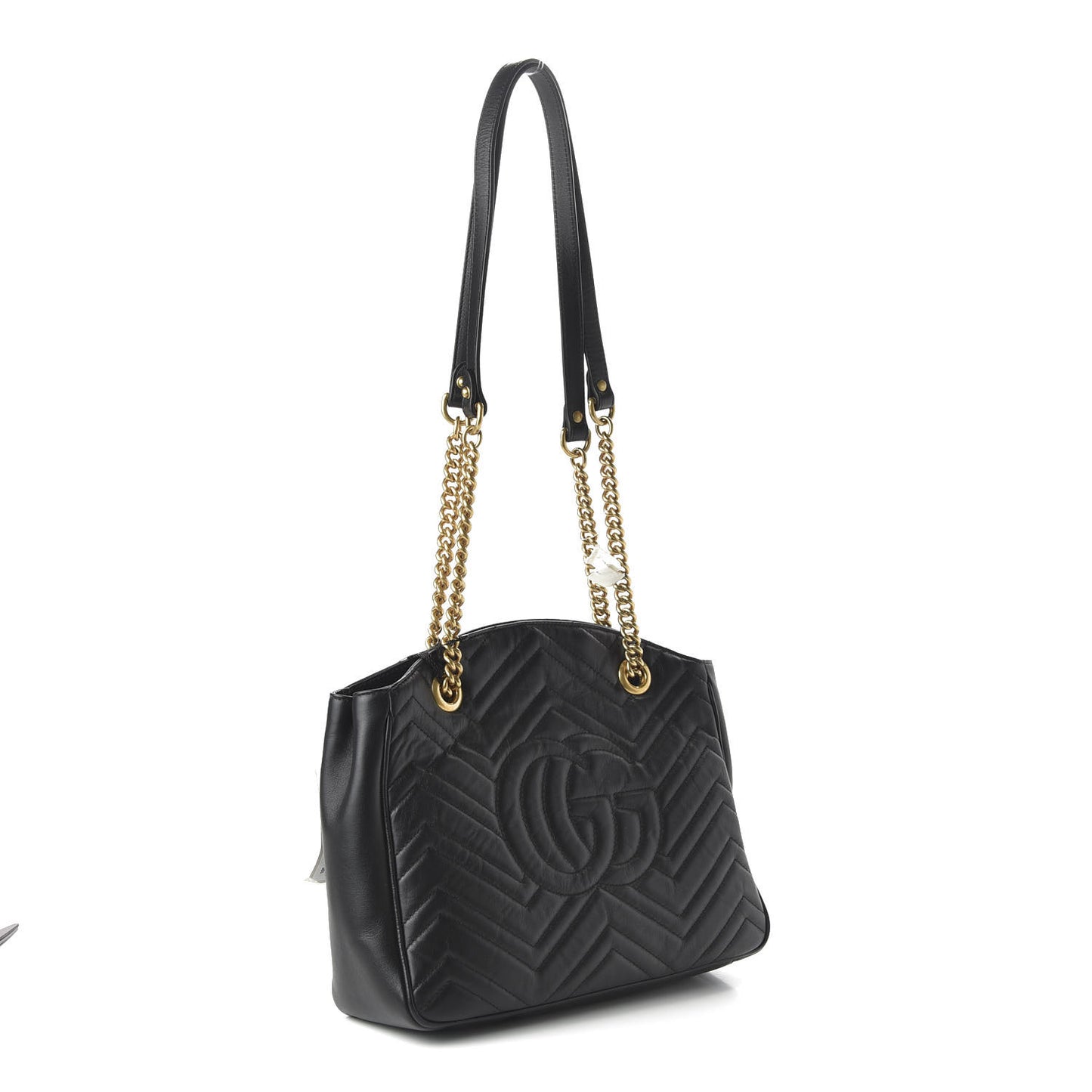 Calfskin Matelasse Medium GG Marmont Open Top Shoulder Bag Black