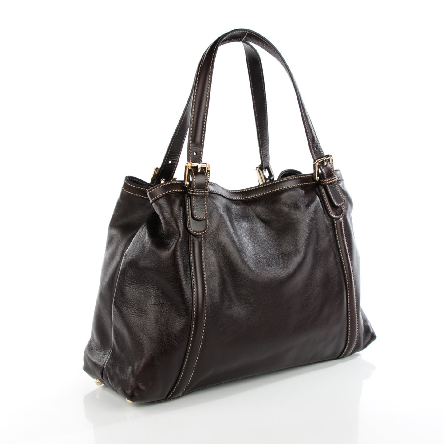 Calfskin Medium Britt Tote Dark Brown