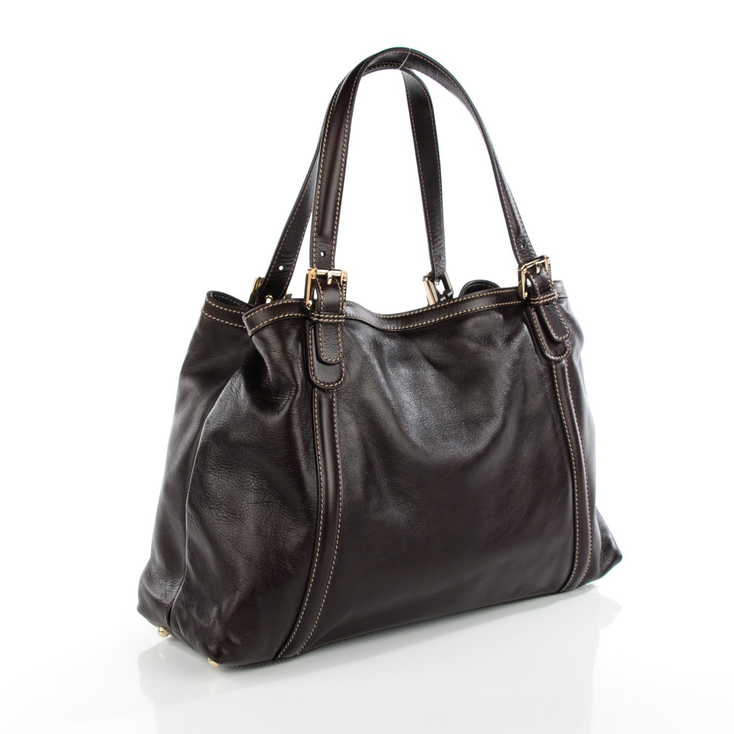 Gucci Calfskin Medium Britt Tote Dark Brown 3 of 7